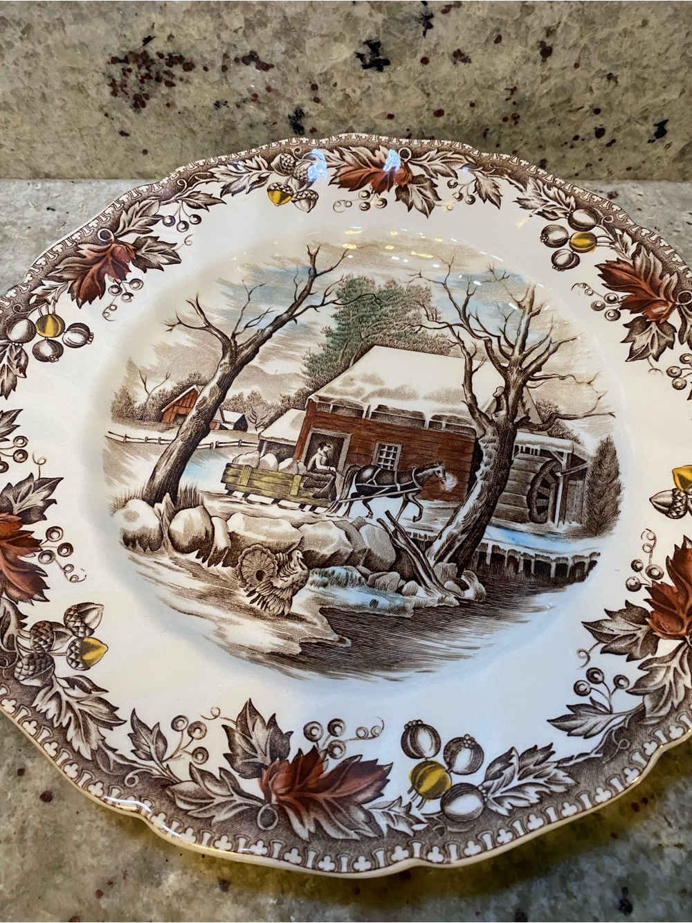 Johnson Brothers Brown and Cream Winter Farmhouse Dinner Plate 6 piece set - Picture 9 of 9